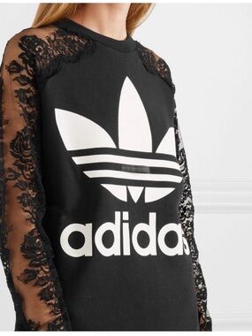 Stella McCartney X ADIDAS Black Lace Sweatshirt. Small